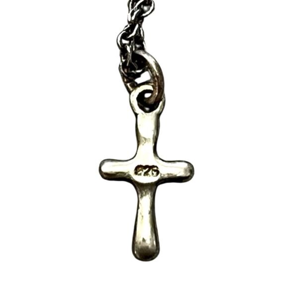 2 Sterling Silver Children’s Necklaces - Cross & Colorful Flower Pendants - Picture 4 of 11